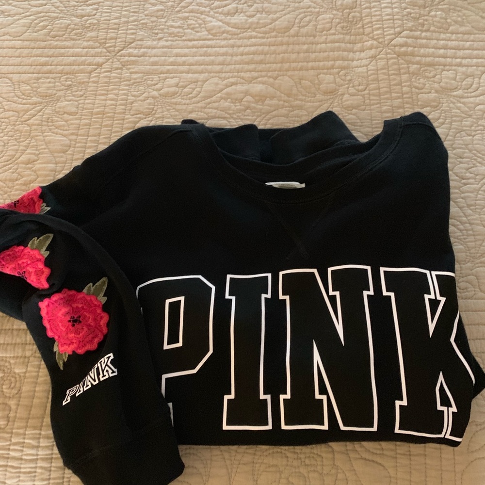 Pink Sweatshirt with embroidered sleeves